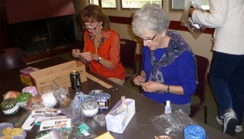 getinvolved-necklacebuilding Lafayette-Orinda California team hard at work making necklaces for a craft fair