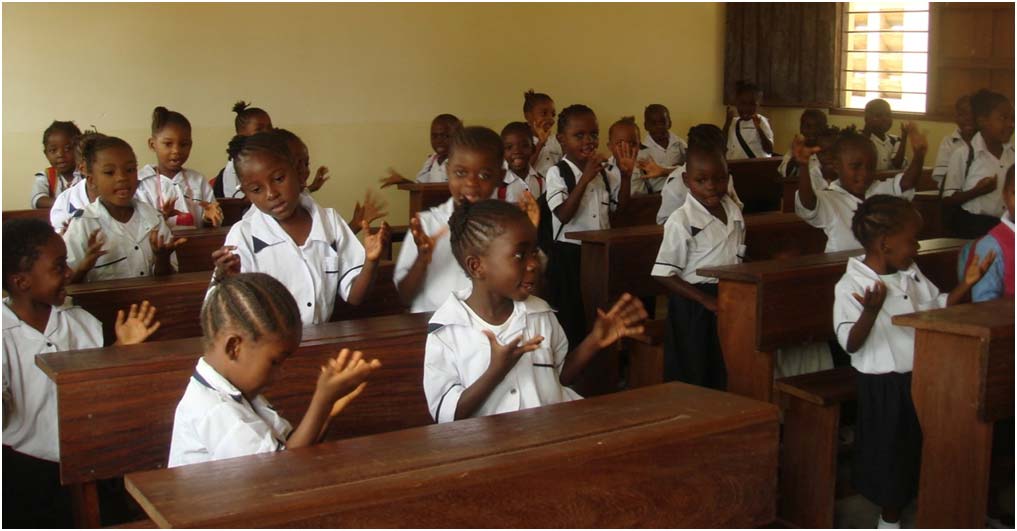 These second graders at the new Dipa dia Nzambi Girls School in Kananga enjoy learning